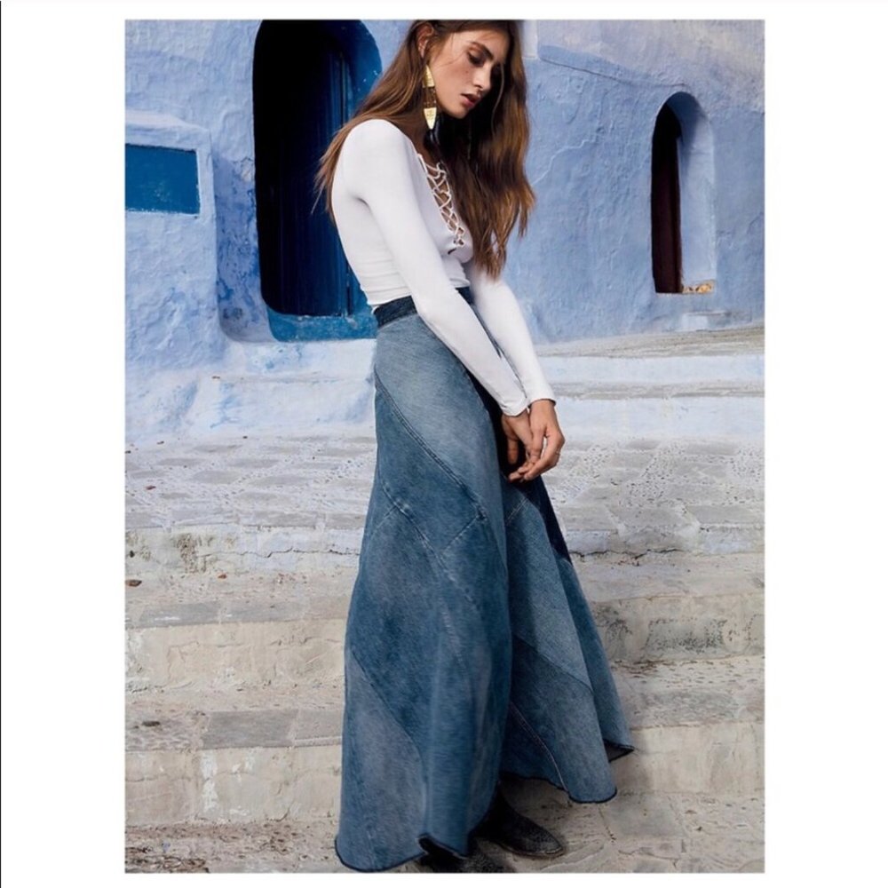 Free People Still Into You Denim Maxi